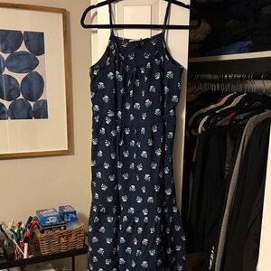 Universal Thread Navy Blue Block Print Maxi Dress with Pockets